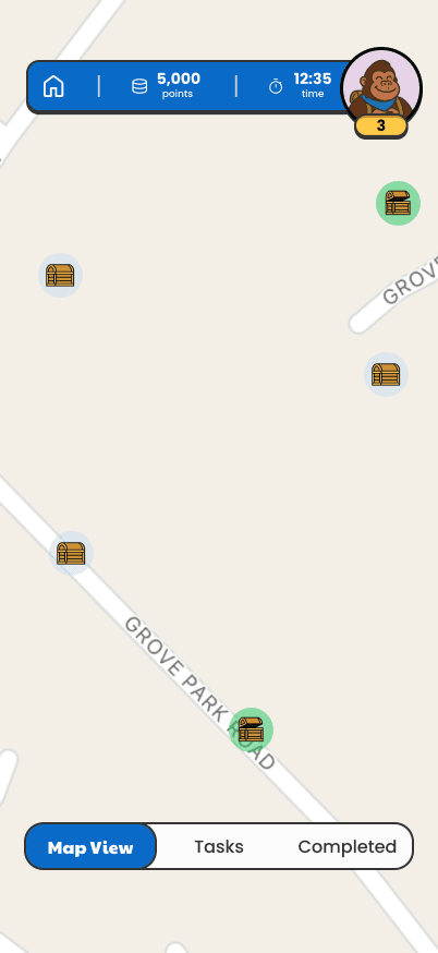 Map with nearby quests